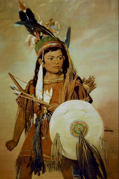 George Catlin Indian Boy France oil painting art